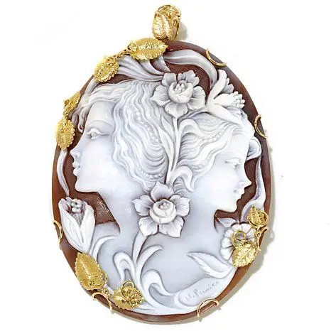 Factory Direct High Quality Customized Oval Shape Portrait Rhinestone Vintage Shell Cameo Pendant Brooch