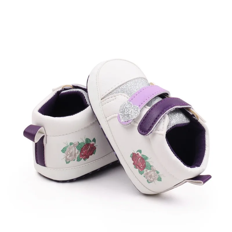 Unisex Baby Casual High Top Shoes with Double Hook Loop Rose Print Pattern in Different Colors for Fall Winter Spring Summer