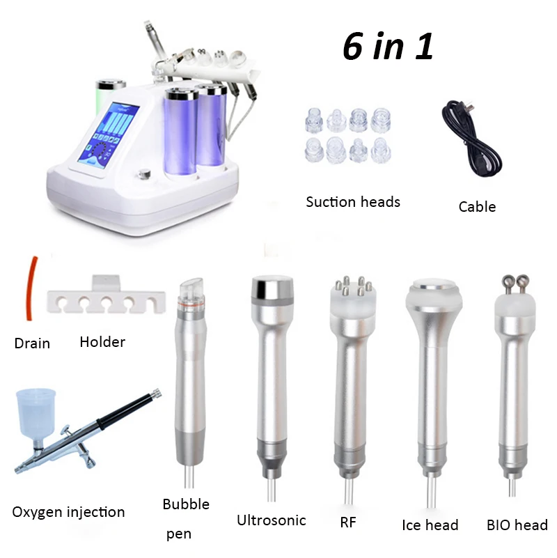 upgrade 6in1 Hydra Dermabrasion Aqua Peel Clean Skin Care BIO Light RF Vacuum Face Cleaning Hydro Water Oxygen Jet Peel Machine