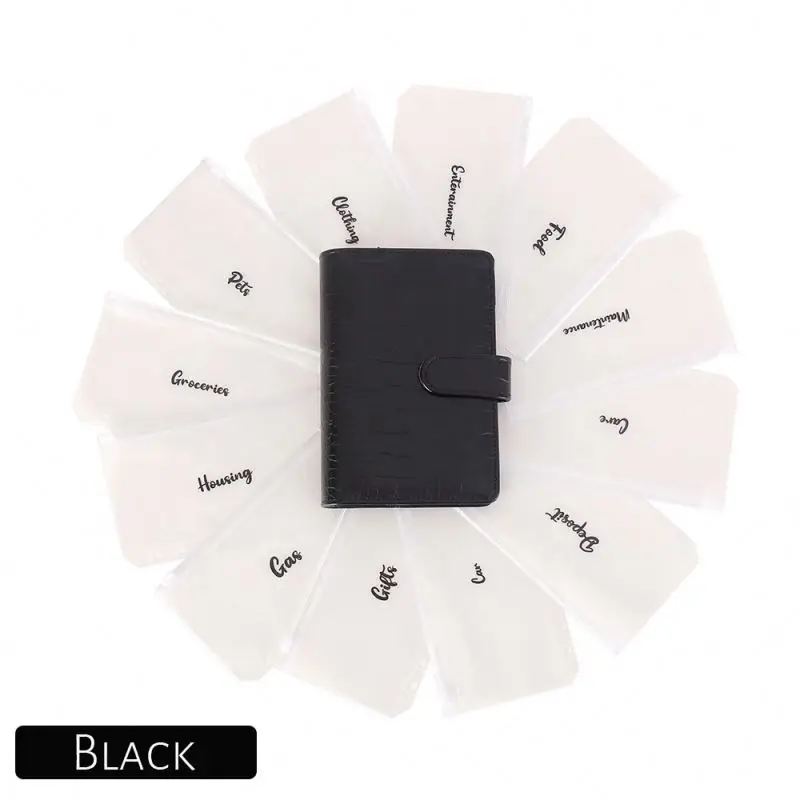 17 Existing Colors! 6 Rings Mini Pocket Money Saving Planner A6 Black Budget Binder with Cash Envelopes