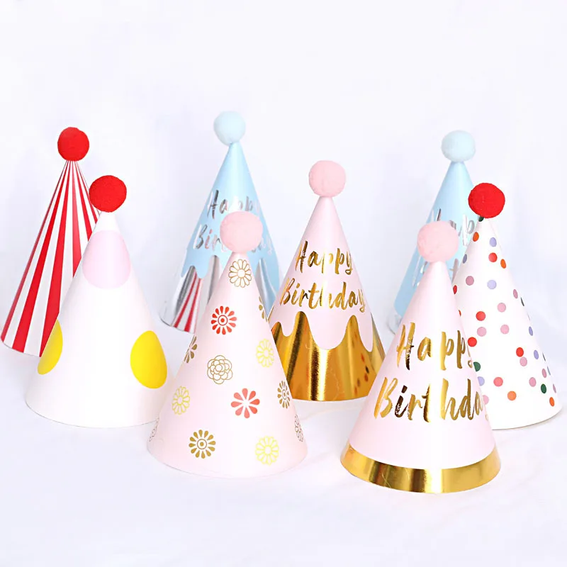 Happy Birthday Colorful Cone Party Paper Hats for Kids Adults Birthday Party Supplies and Decorations