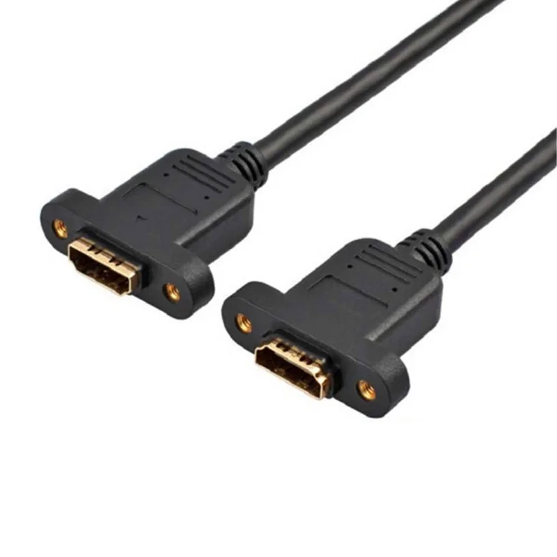 Gold Plated Connector Female to Female Extension HDTV  Panel Mount Cable with Locking Screw