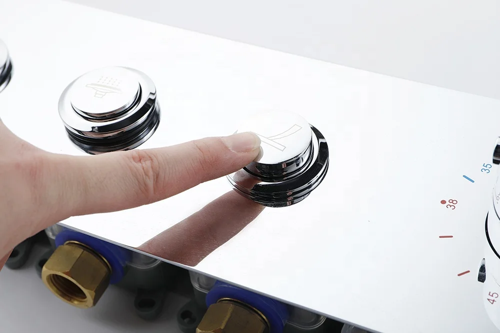 Thermostatic shower suit  in-wall chrome all-copper, three-function thermostatic shower switch, bathroom bathtub faucet switch