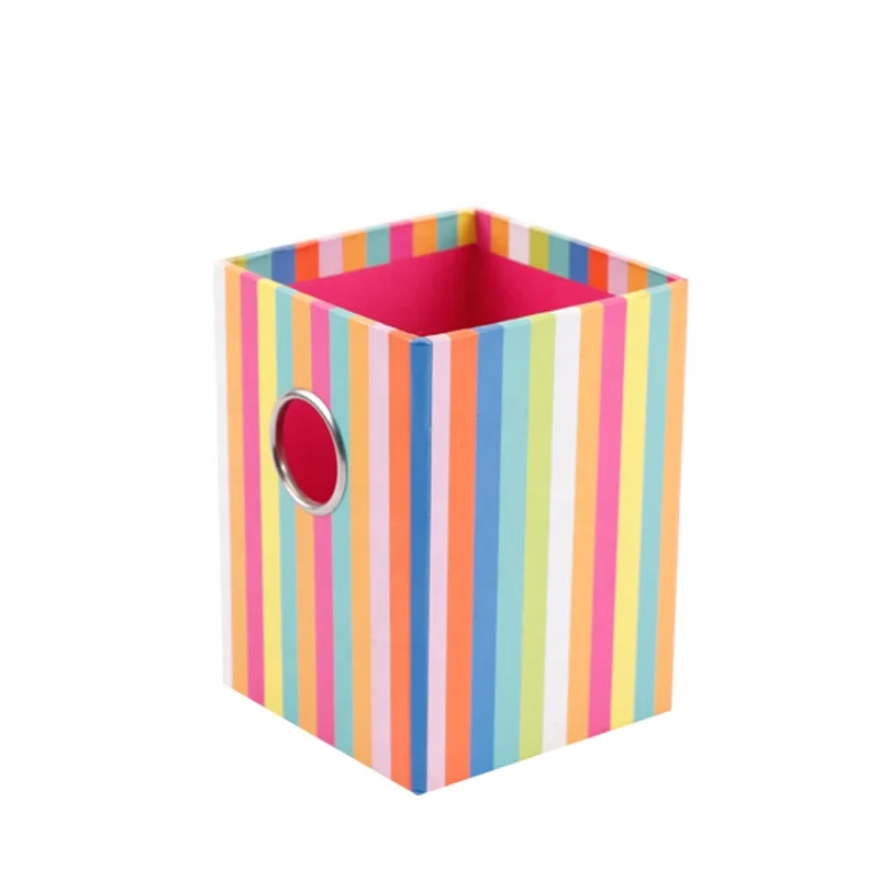 Уникальный дизайн, цветные полосатые кубики, подарочные коробки для хранения карандашей, контейнер для карандашей