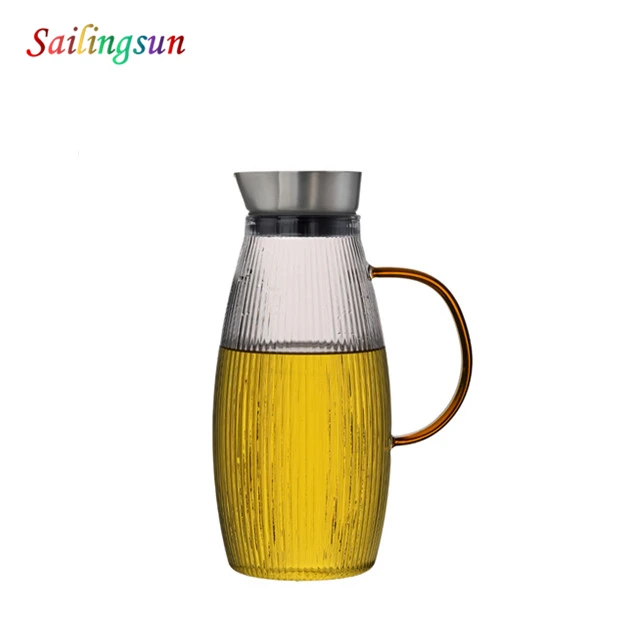 sublimation stripe durable  thermo proof glass fruit tea coffee pitcher