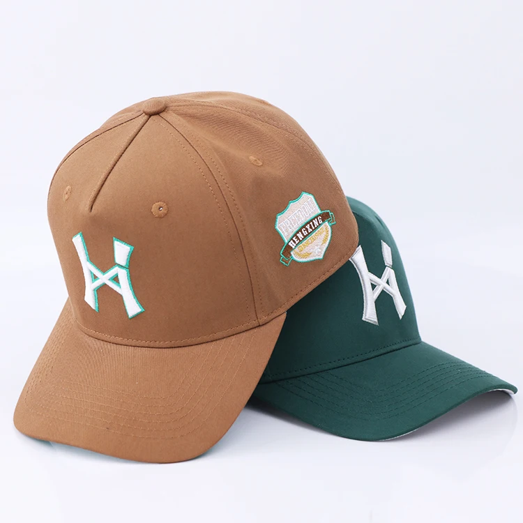 Custom Color 3D Embroidery Deep-helmeted Curve Brim Sports Cap 5 Panel A Frame Baseball Hats