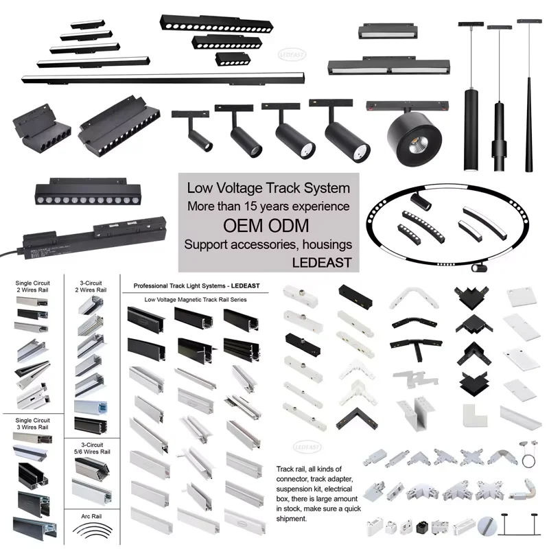 LEDEAST TSM-IC2 DC48V Low Voltage Aluminum Profile Track Light Rail System Track light Rail Copper Conductor