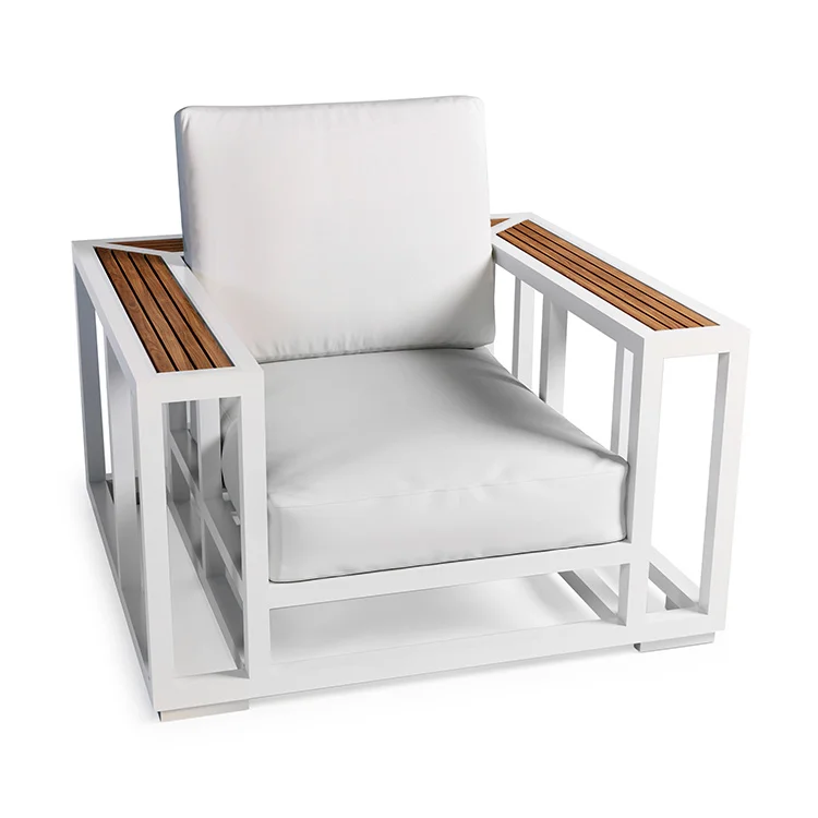 Couture Jardin Southern Beach New Fashion Patio Arm Sofa Steel Frame Sofa Chair With Cushion