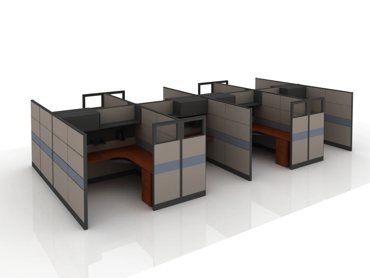 LCN Contemporary Style Modern Office Cubicle for 4 People Glass and Wood MDF Office Partitions with Free Planning