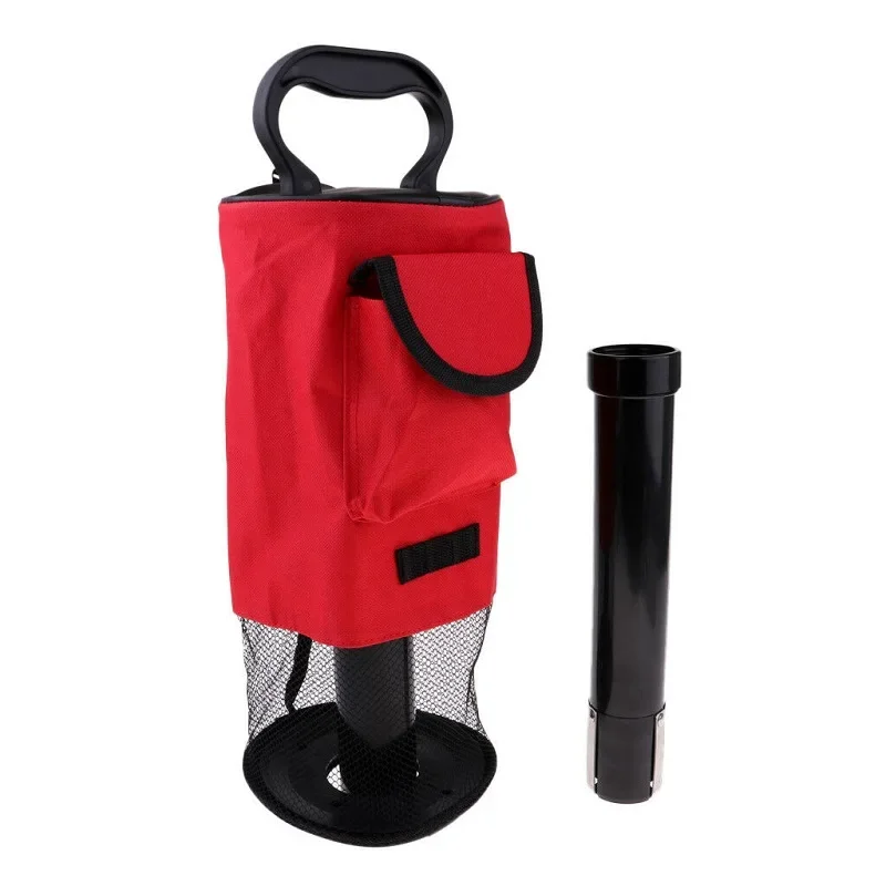 Golf Ball Retriever Portable Shag Bag Golf Ball Pick Up with Removable Plastic Tube Pocket Shagger Storage Golf Training Aids