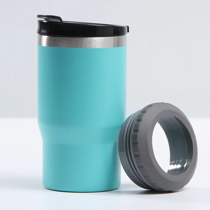 Wholesale 4-in-1 Beverage Insulated Beer 12oz Can Cooler Stainless Steel  Double Wall Can Cooler with two lids