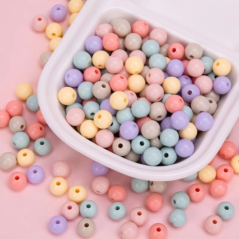 Factory Wholesale 4mm 6mm 8mm 10mm Colorful Loose Plastic Beads Acrylic Round for DIY Jewelry Making