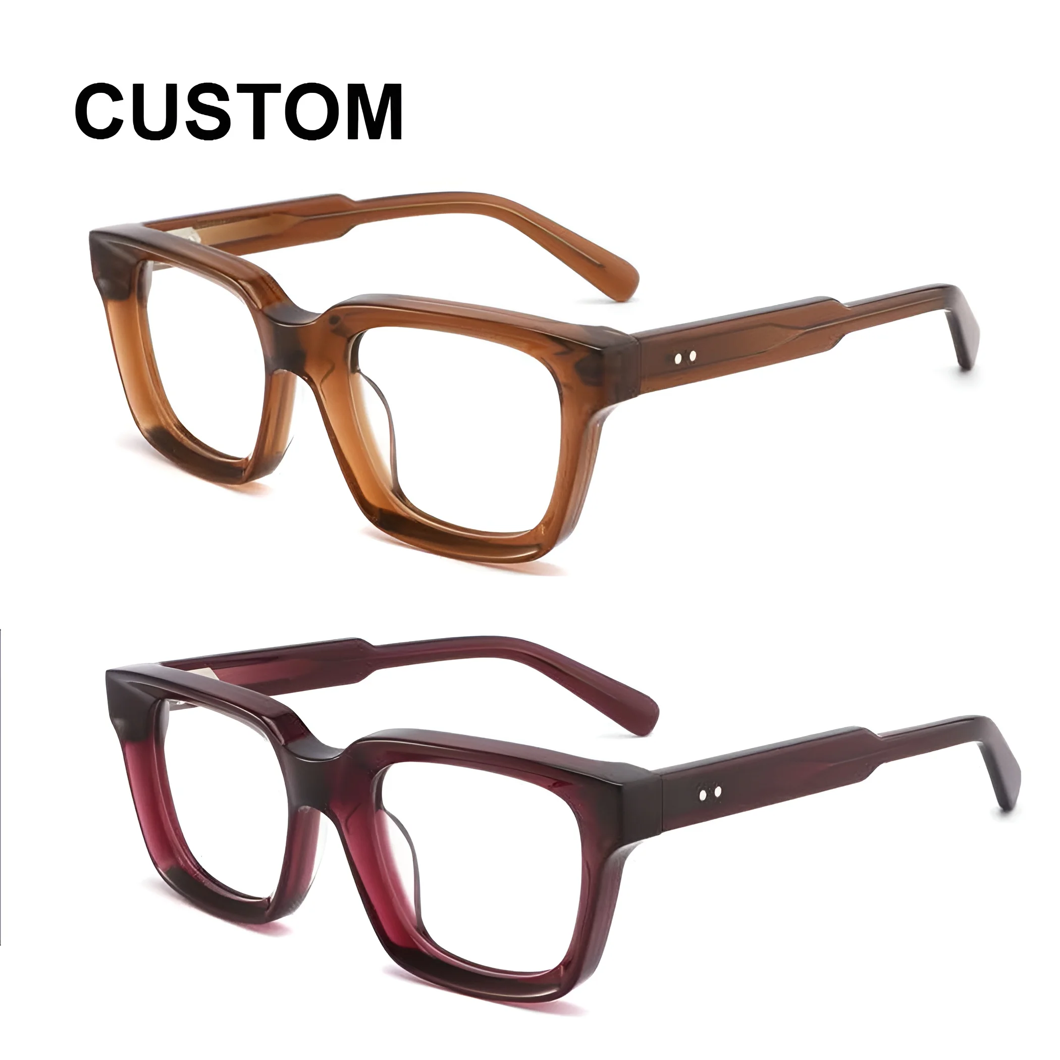 LMA China Manufacturer Wholesale High Quality Custom Logo Square Handmade Thick Acetate Glasses Eyewear Optical Eyeglasses Frame