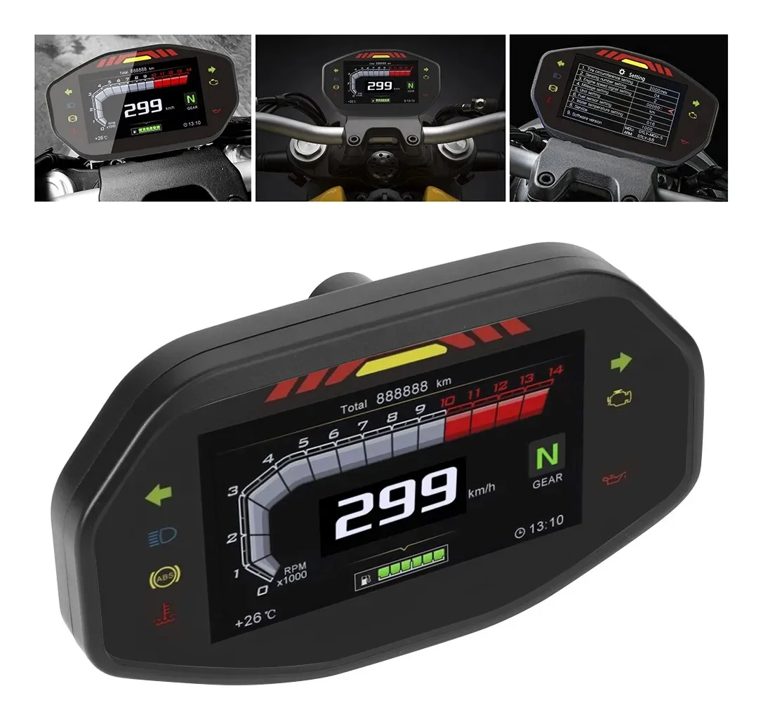 Universal Motorcycle LCD Digital Speedometer TFT 6 Gear Backlight Motorcycle Odometer For 2 4 Cylinders Motorcycle Meter