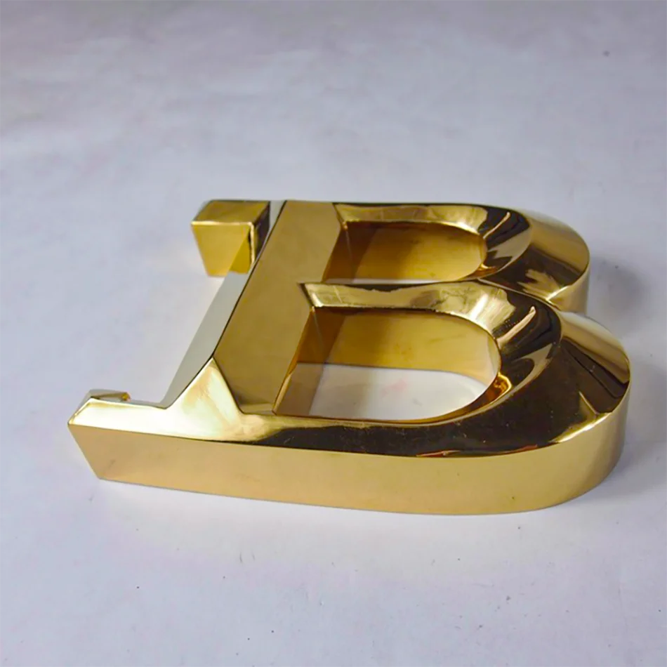 Custom Gold Metal Letter 3D Metal Chromed Letters Company Wall Logo Business Sign