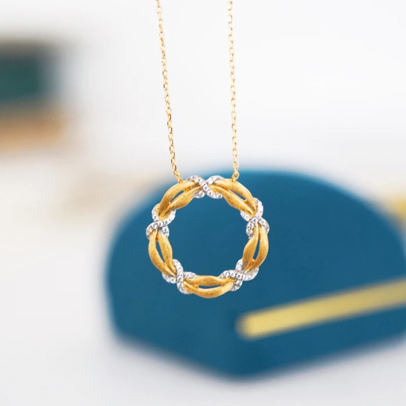 Design Sterling Silver Simple with Diamond Pendant Gold Plated 925 Silver Zircon Round Yellow Charm Pendants Custom Silver 50pcs