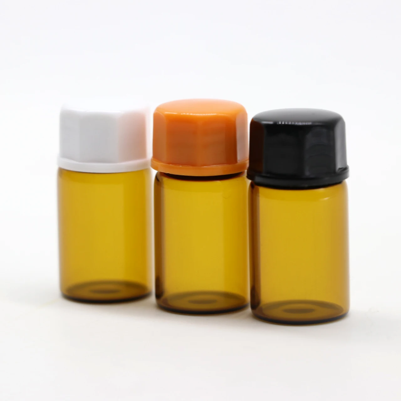Empty essential oil glass vials 1ml 2ml 3ml mini brown glass perfume sample vial bottle with inner plug amd screw cap