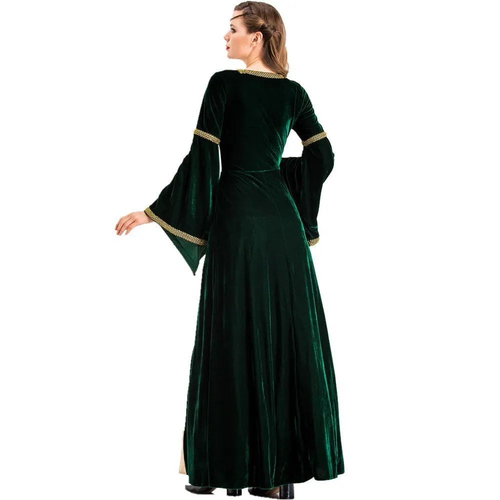 Retro Medieval Costume Dark Green Aristocratic Dress Cosplay Costume Adult Stage Performance Clothing Dress ecoparty