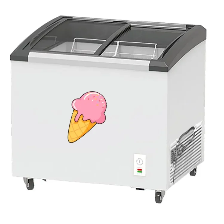 12V / 220V AC&DC  energy 13 cube feet SD/SC-368Y Curved glass door ice cream freezer