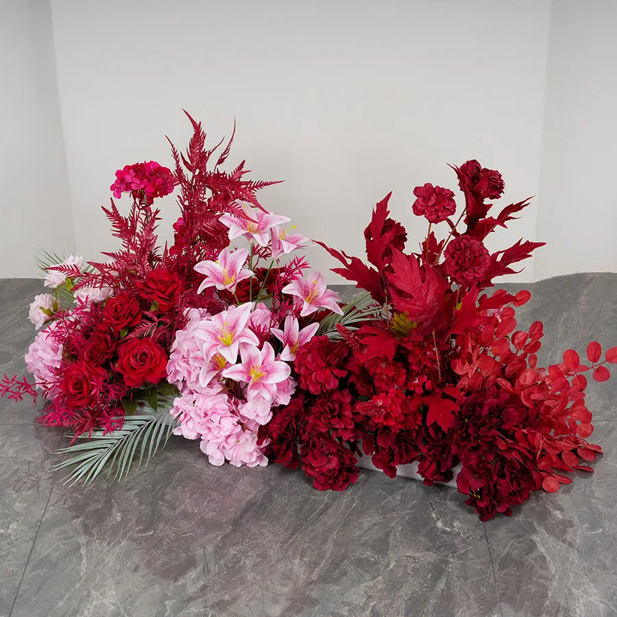 Fall Wedding Corner Arch Flowers Centerpieces Silk Red Rose Artificial Flower Balls