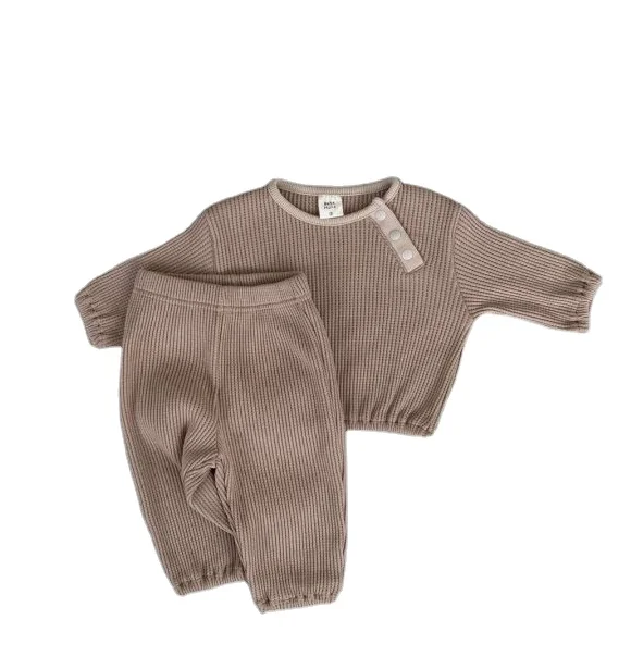 Baby Plain Clothing Sets Newborn toddler Diagonal Neckline top Shirts+ Pants 2 Pieces Suits For outdoor