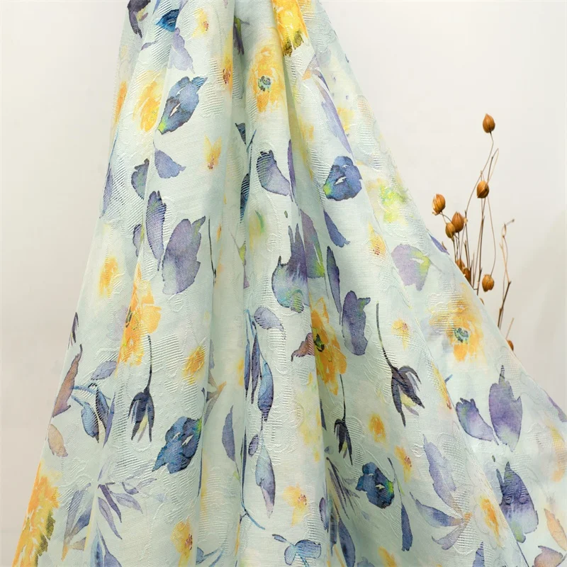 Y5001 # цветочный цифровой Модный узор с принтом тенсель лиоцелл нейлоновая ткань Жаккардовая Ткань шелковая Женская ткань для платья оптовая продажа