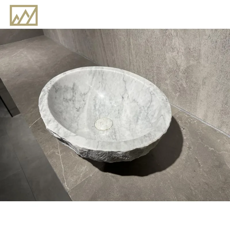 KINGS-WING Carrara White Marble Round Vessel Sink Size For 46*40*15.5 cm Kitchen Sink Fast Delivery  Model D26