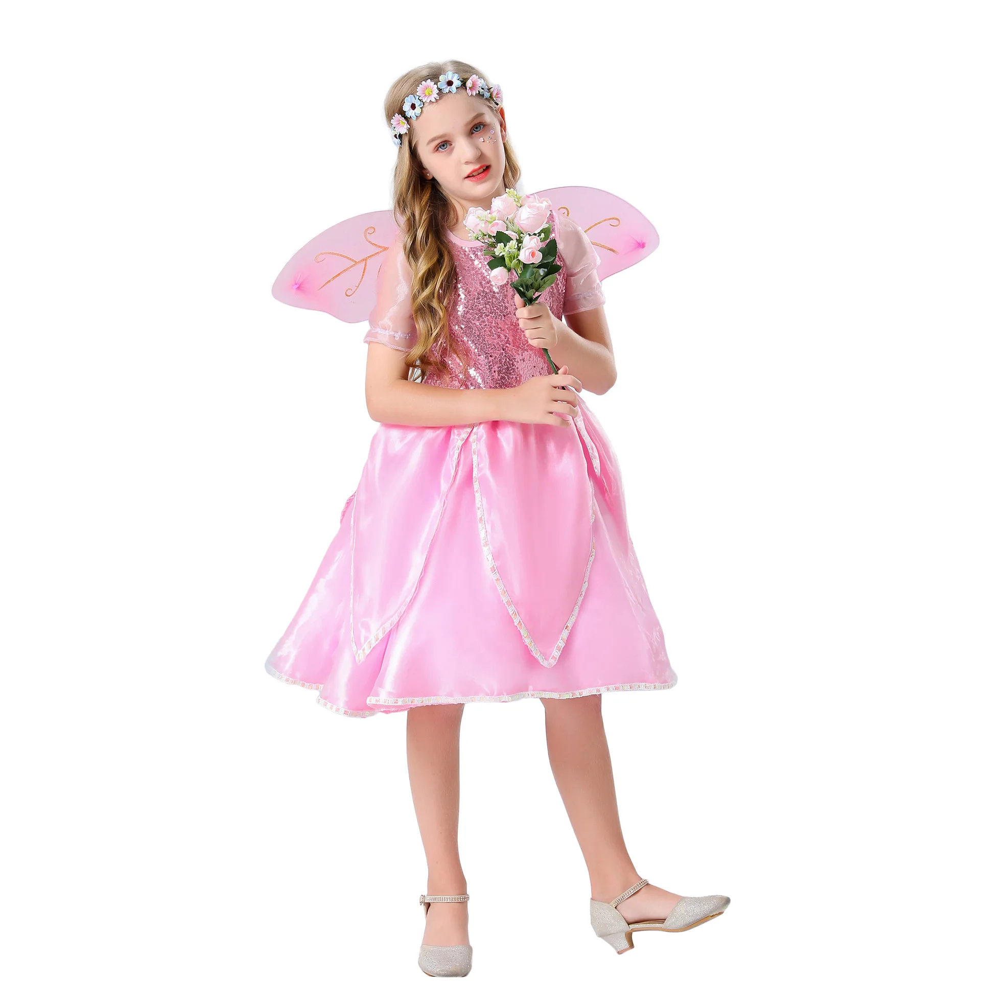 Free Sample Halloween Cosplay Dress Princess Party Butterfly Elegant Kids Angel Wings Dress Kids Costumes Wholesale