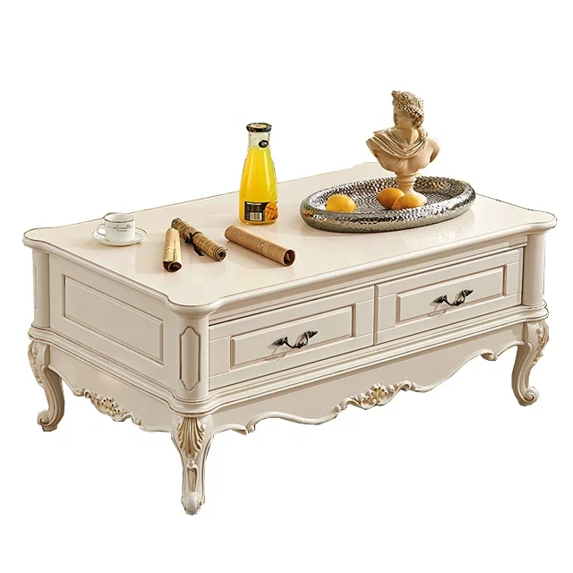 luxury modern coffee table with drawers white for living room
