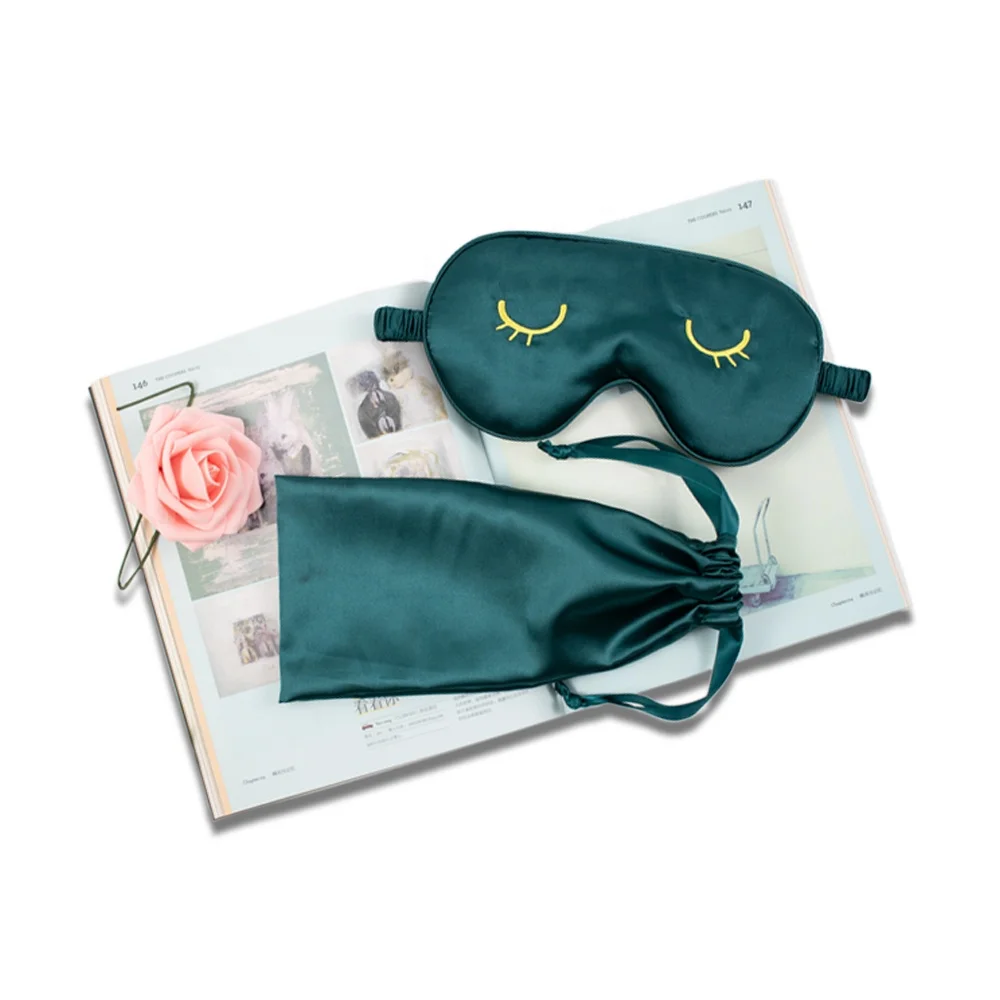 Custom Office lunch Break  Super Soft Smooth luxury stain silk sleep Eyelash Eye Mask with bag for travelling