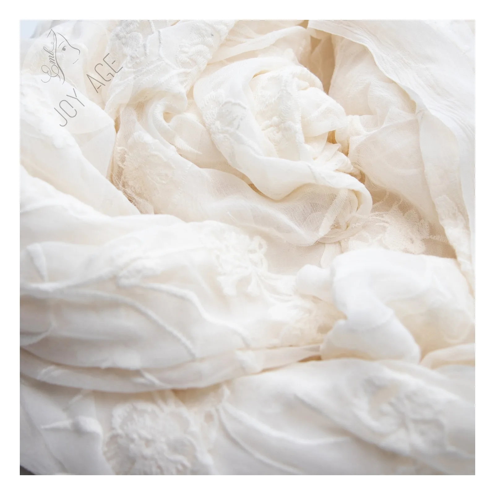 Chinese Factory Supply  Plain Silk Embroidery Lace Flower Multi Coloured Chiffon Fabric For Scarves