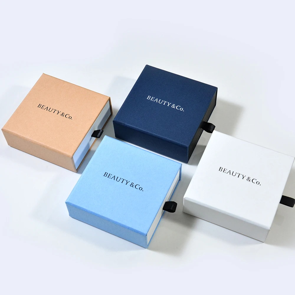 Custom Logo Eco-Friendly Jewelry Packaging Box Low MOQ Velvet Insert Paper Slide Drawer for Storage