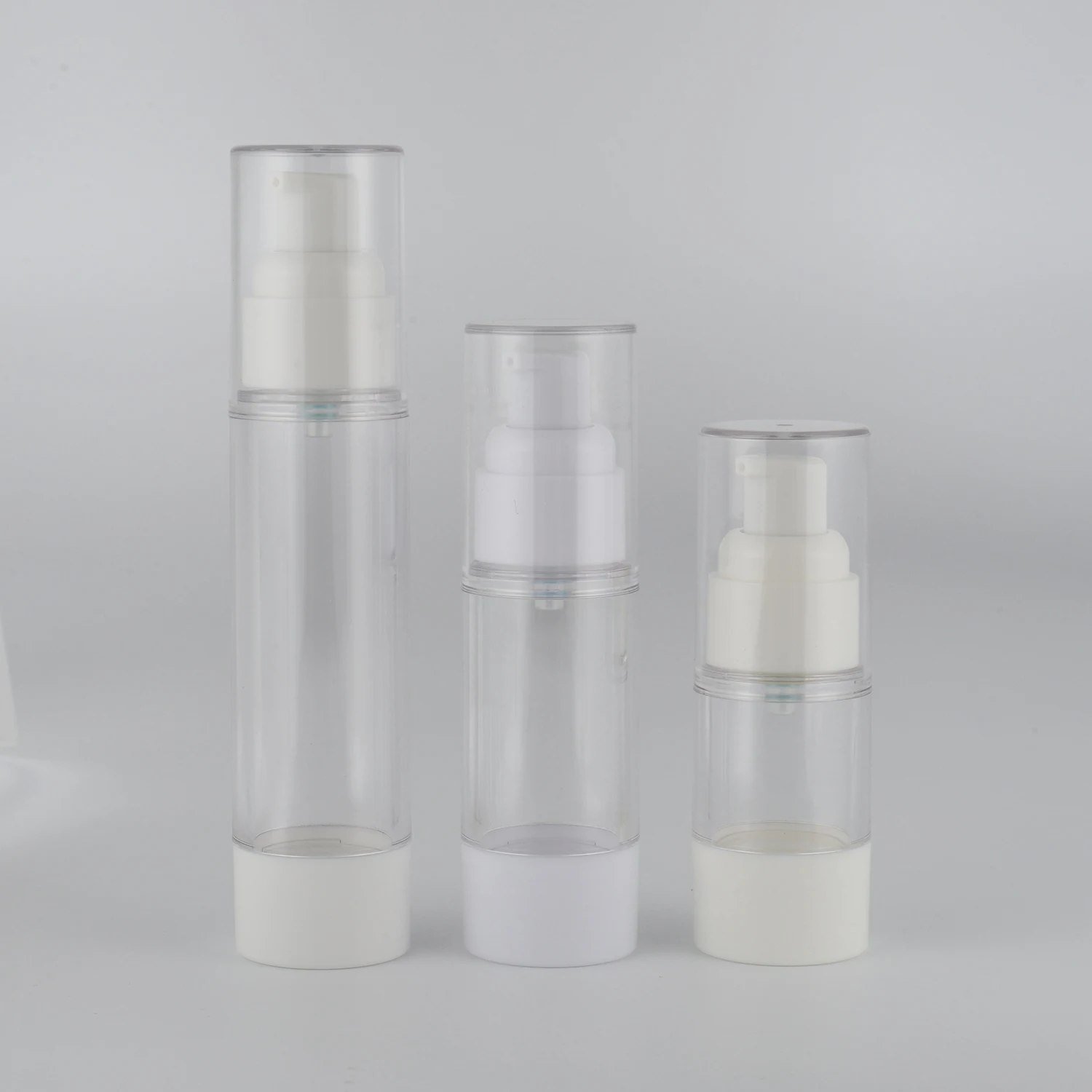 white clear In stock 15ml 30ml 50ml Mini Atomizer white head Mist Airless Spray Bottle Packaging Cosmetic Airless Pump Bottle
