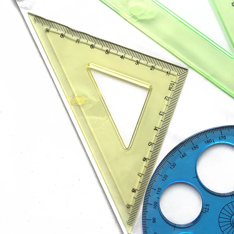 5-Piece Geometry Ruler Set Essential Tool for Math and Drawing