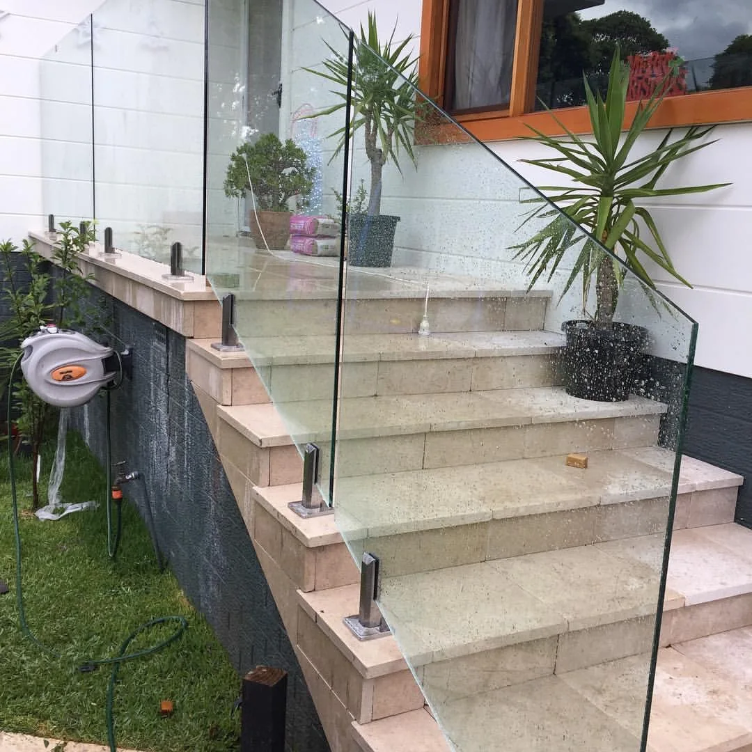modern style stainless steel inox 304  handrailing glass deck balcony staircase railing