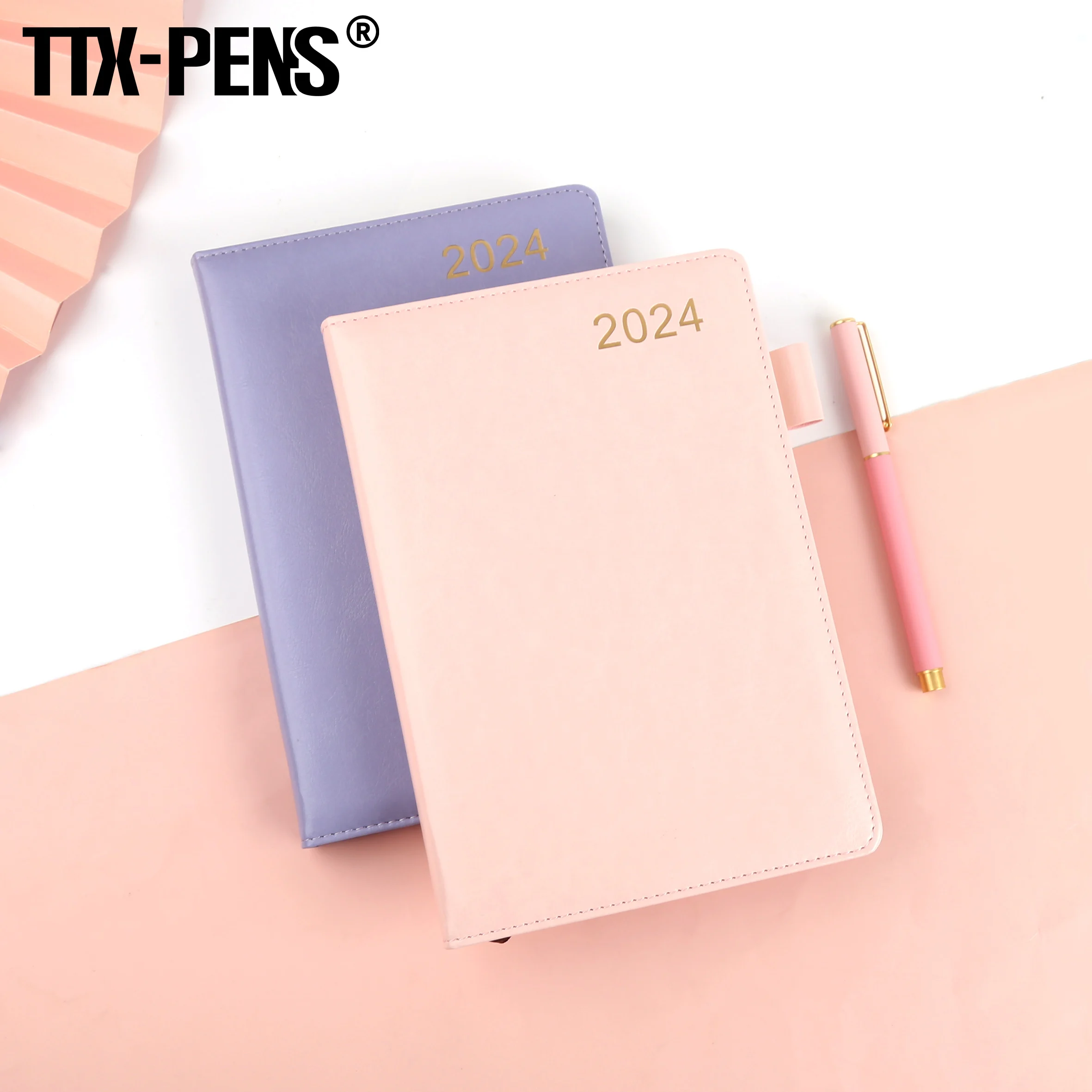 TTX PU Leather Hardcover Notebook Diaries Planner 2024 Agenda Gift Diary For Students Girls Boys
