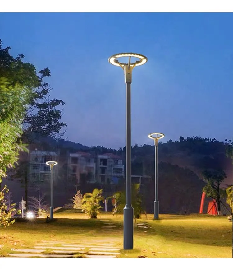 Top circular outdoor lamp post aluminum IP65 garden lamp post Street parking lot landscape garden lamp post