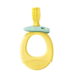 BPA Free Infant Prevent Swallowing Toddler Safety Chewing Grip Baby Gum Care Silicone Toothbrush Teether