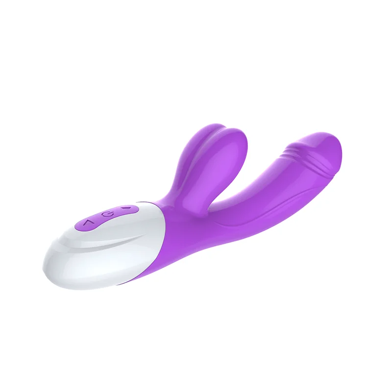 Konheal Best Quality G Spot Dildo Rabbit Silicone Dual Motor Heating Vibrator for Woman