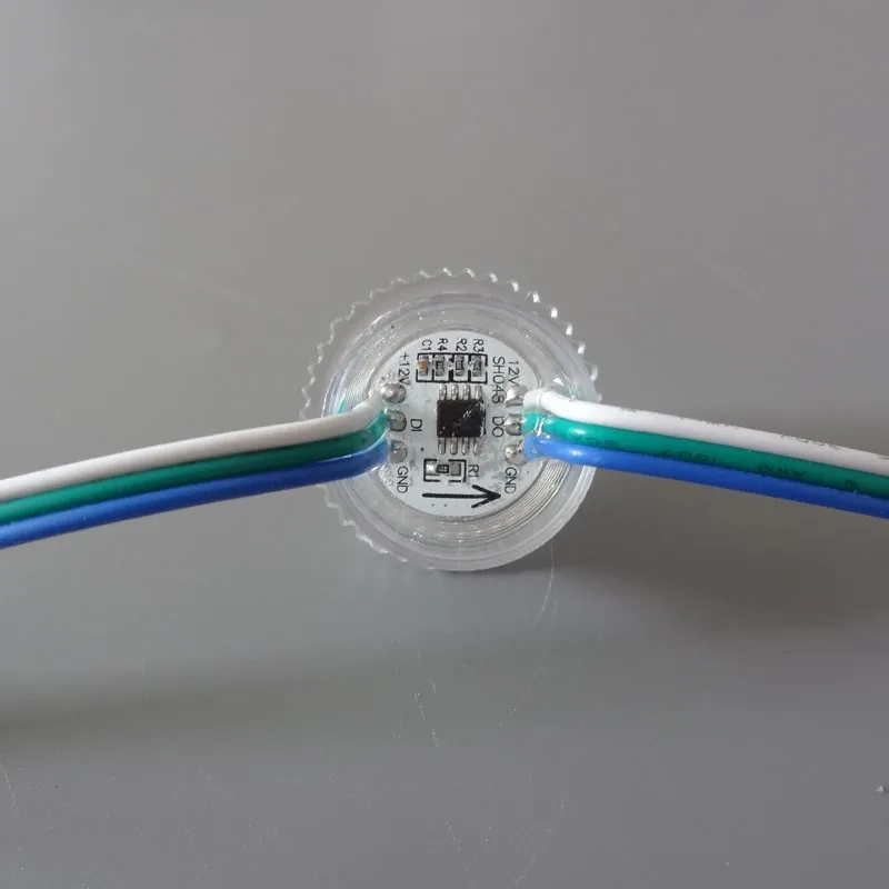 
addressable rgb full color 26mm WS2811 LED pixel module;3pcs 5050 SMD RGB LED,DC12V input;transparent cover;0.72W 