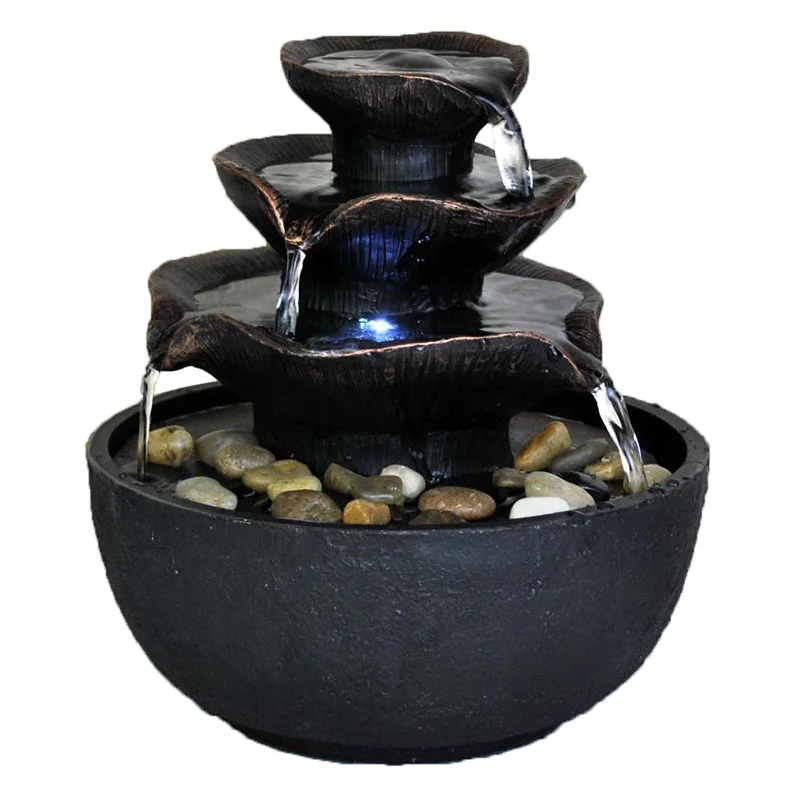 polyresin tiers waterfall  home decor small indoor water fountain desktop