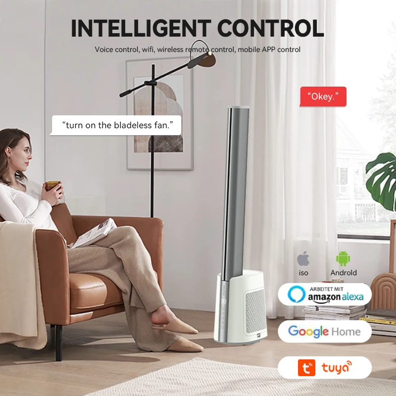 Kawa white air purifier bladeless fan Standing Fan with HEPA Filter