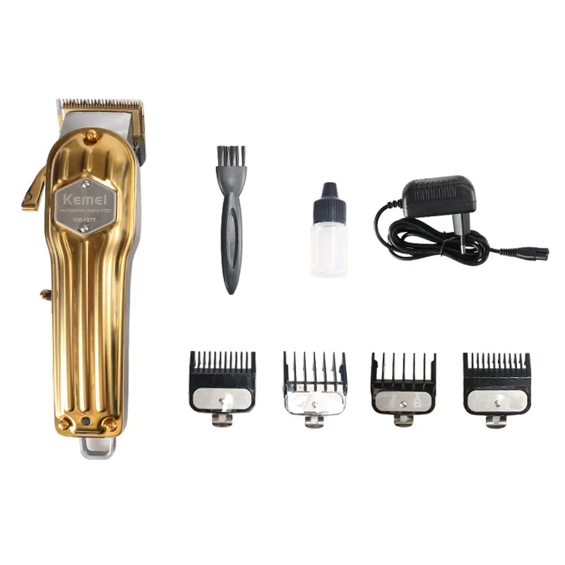 kemei hair clippers KM-1976 gold body metal adjustable carbon steel blade professional electric hair clippers