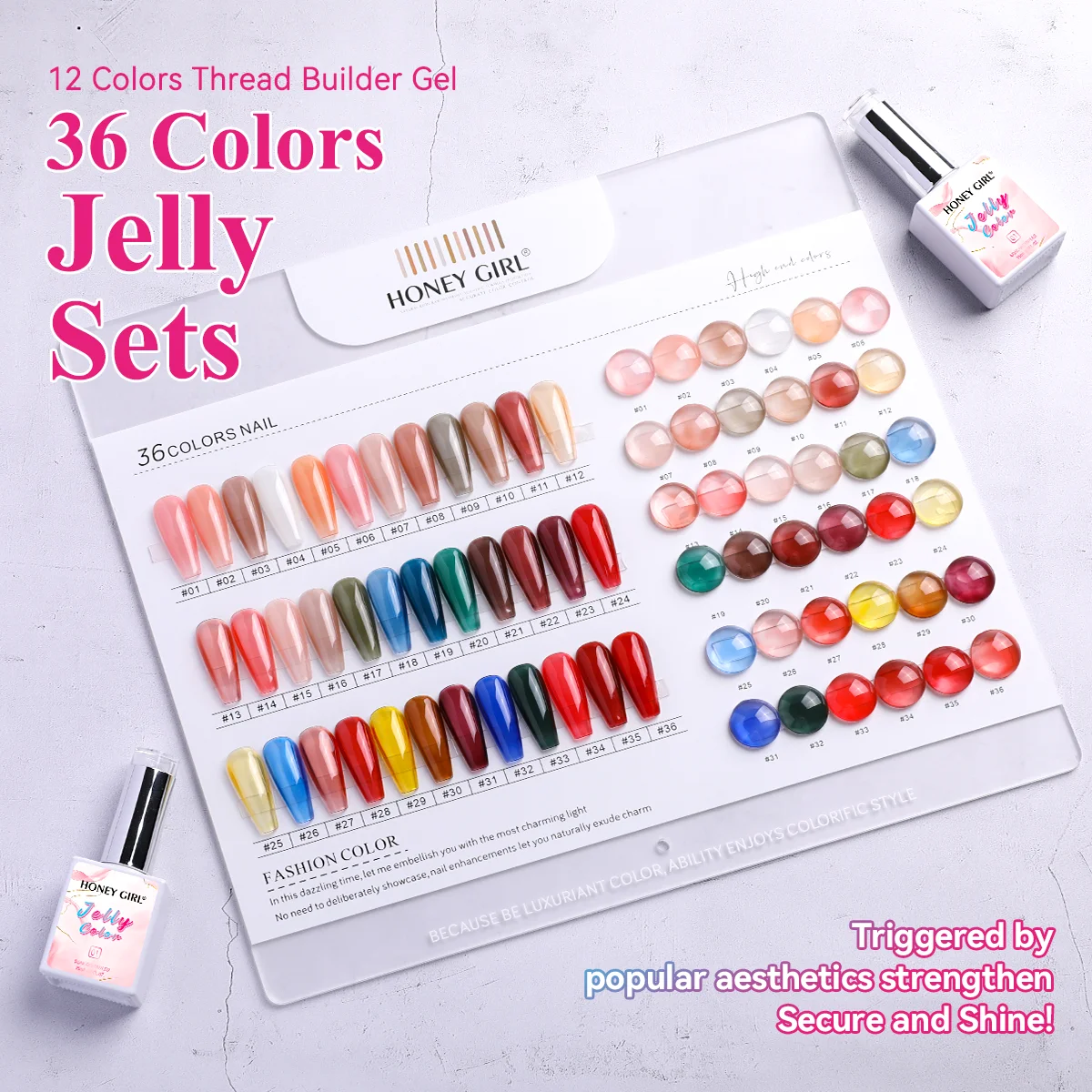 New Arrival 36 Colors Transparent Gel Factory Wholesale Glass Summer Pastel Glaze Jelly UV Gel Polish