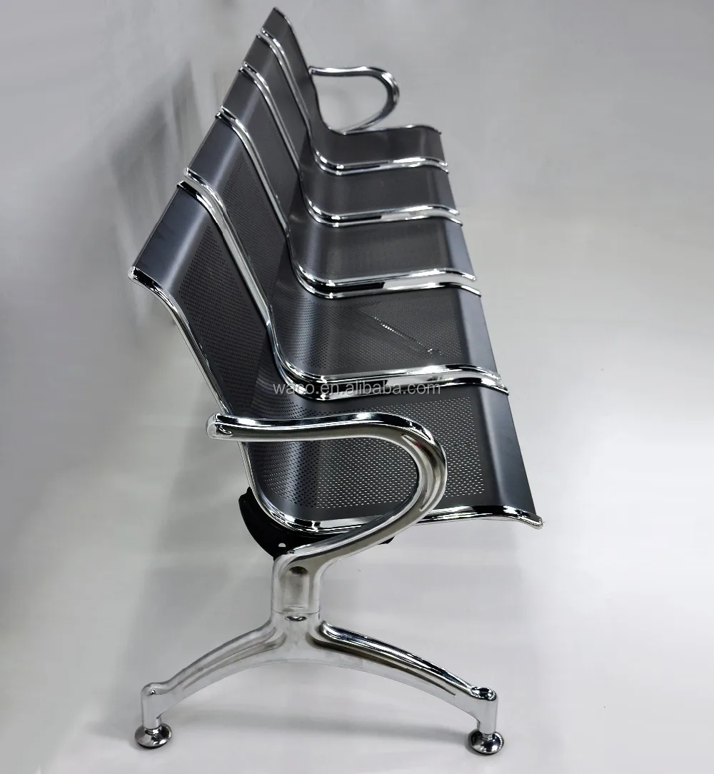 Customers 5 Seater Black Airport Waiting Bench Seats Gang Chair Waiting Chair For Airport