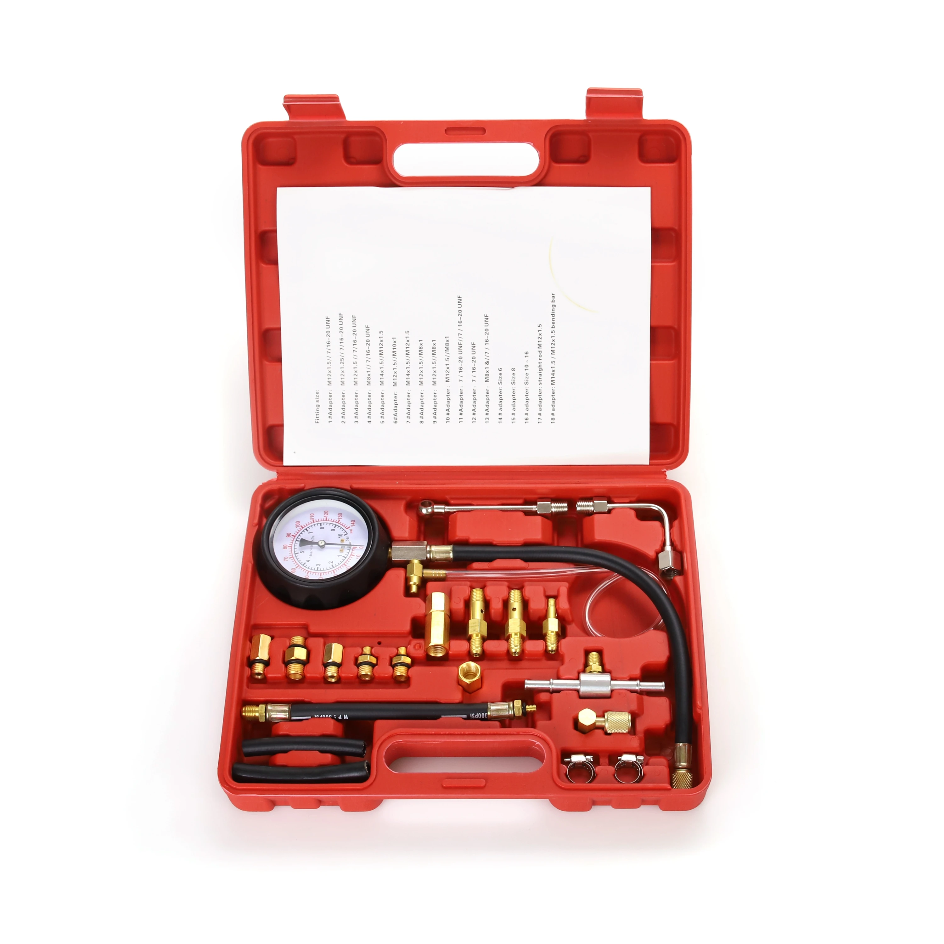 Fuel Gasoline Injection Pump Pressure Tester Gauge Tool Fuel Injection Pressure Test Kit Car Diagnostic Tools