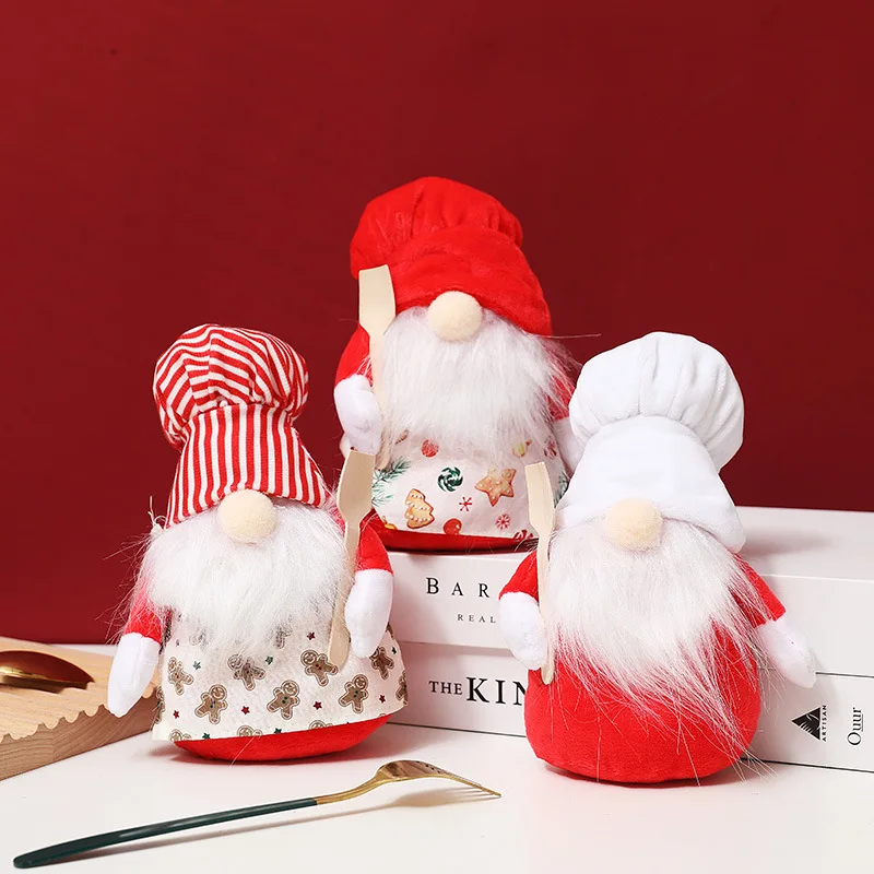 Christmas Decorations New Little Chef Rudolph Faceless Doll Cute Plush Dwarf Stuffed Plush Toy Ornaments