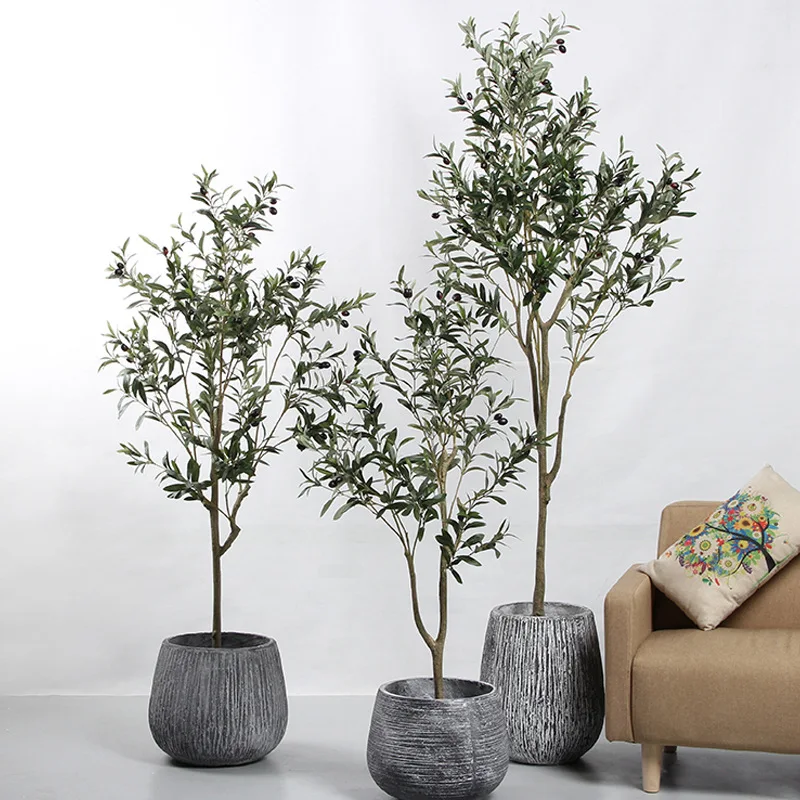 landscape decoration Artificial Bonsai Tree Potted Oliver Branch Leaves and Fruits Faux Olive Tall tree Artificial Plant Olive
