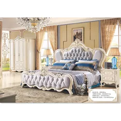 Винтажный дизайн, горячая Распродажа, набор мебели для спальни, синяя двуспальная кровать для спальни