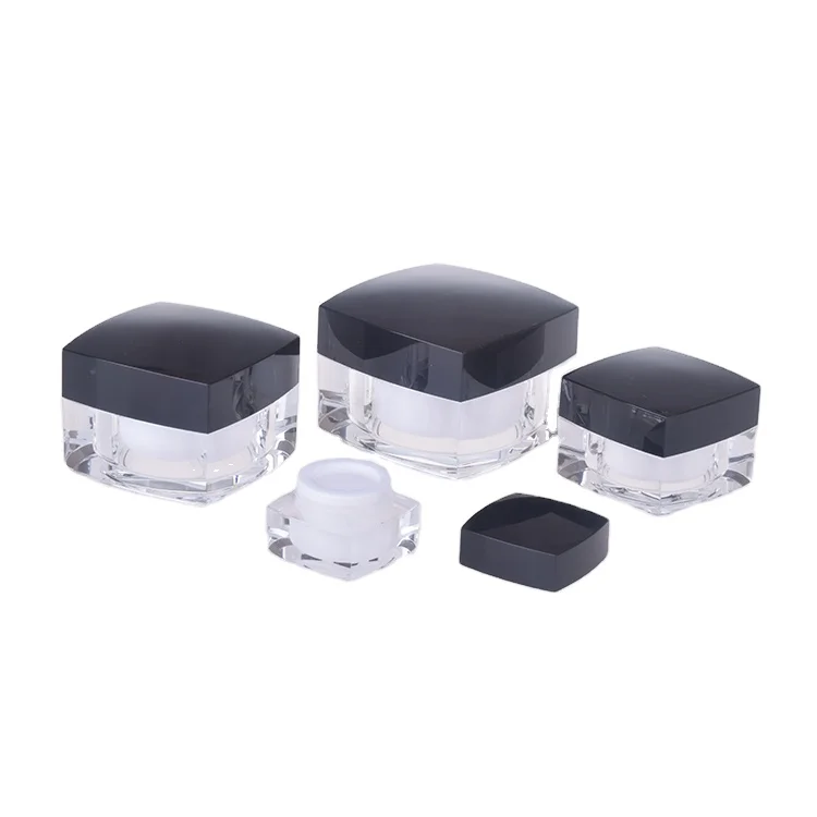 15g 50g square black double wall 1 oz acrylic jar 30gr acrylic jar bottle empty bottle plastic face cream serum jar